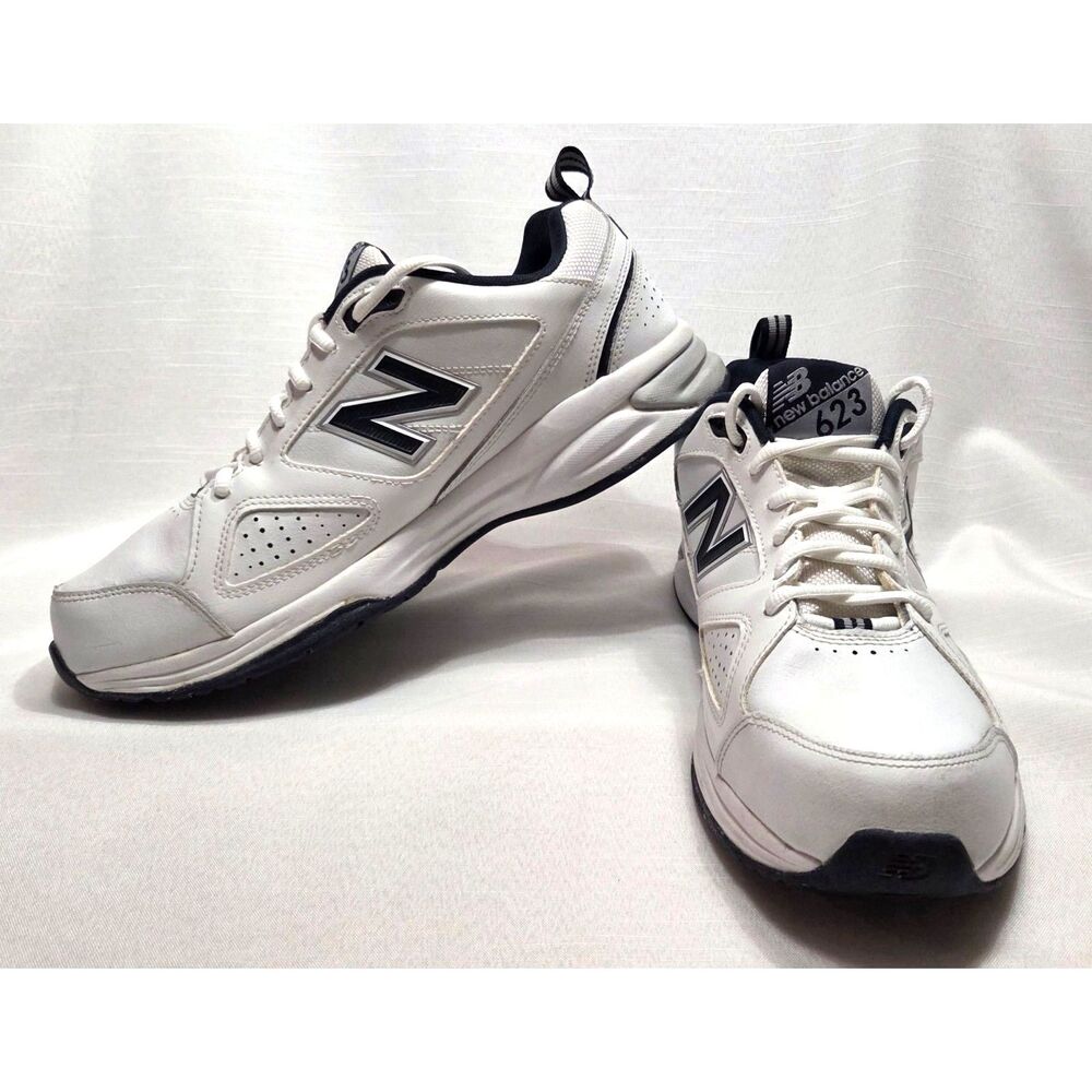 New Balance Men's 11 623 White Navy Leather Cross Trainers MX623WN3